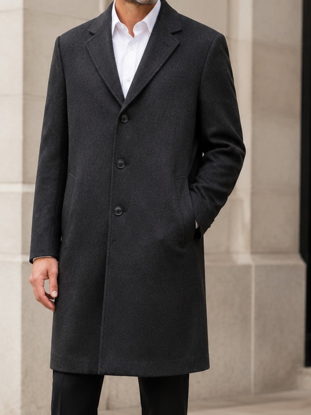 Cremieux Collection Men’s 100% Cashmere Overcoat Charcoal 40S